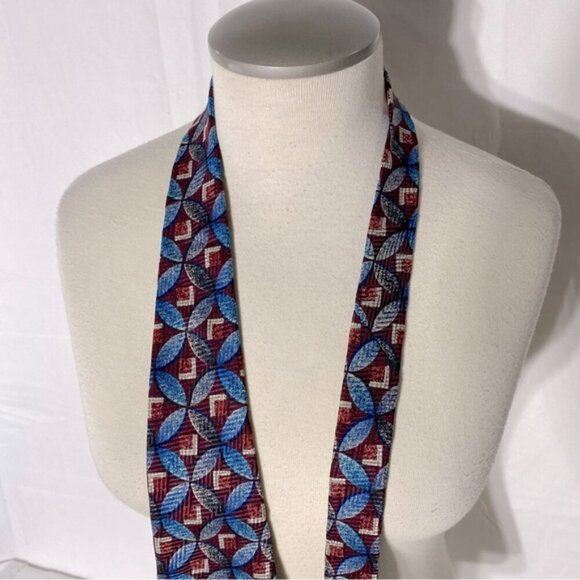 Vintage Forsyth Blue Red Geometric Print Tie - Picture 7 of 9